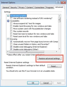 Restore advanced settings-QuickBooks error 12029
