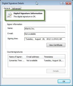 Digital signature certificate - QuickBooks error 15311